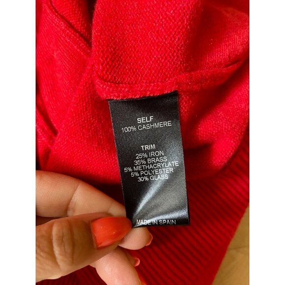 MERYLL Rogge BNWOT womens cashmere draped cutout red cardigan NEW button up - Picture 8 of 9
